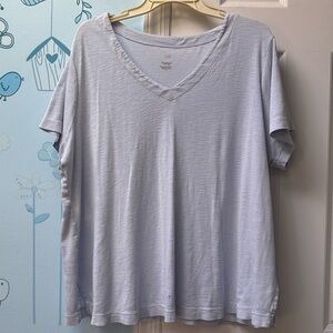 J. Jill Light Blue 100% Pima Cotton V-Neck Women's Oversized Tee Top Size XL !